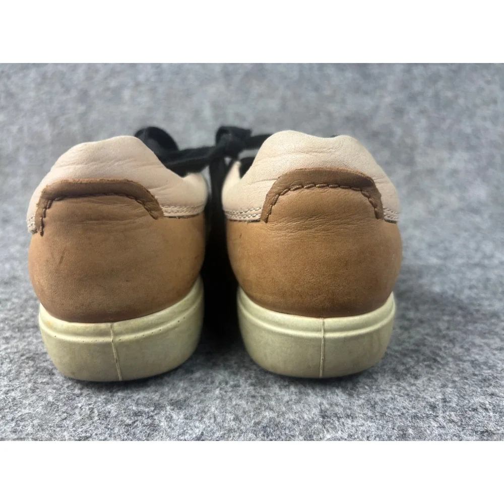 Ecco Soft 7 Sneakers Womens 38 Black Tan Leather Low Top Lace Up Shoes
